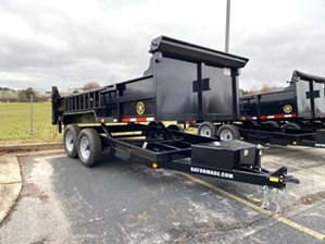 Dump Trailer 7x14 14k GVWR  Dump Trailer 7x14 14k GVWR. Tube frame, seamless floor, tarp kit, power up and power down dual cylinders, 7,000 pound 8 lug axles, and rear stabilizer jacks. 